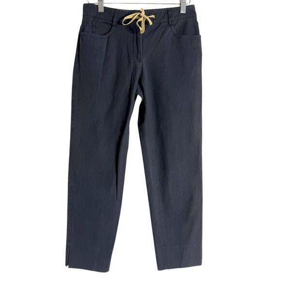 Piazza Sempione Navy Blue Positano Cotton Drawstring Waist Trouser Pants Size 4 - Picture 1 of 11